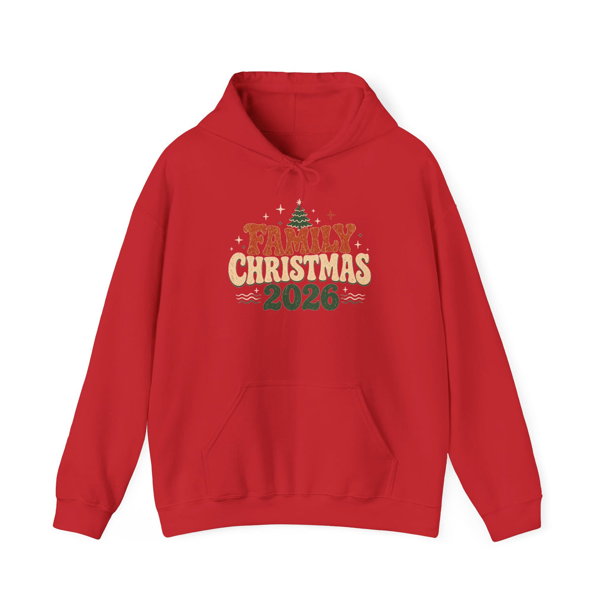 Retro Family Christmas 2026 Hoodie in Red