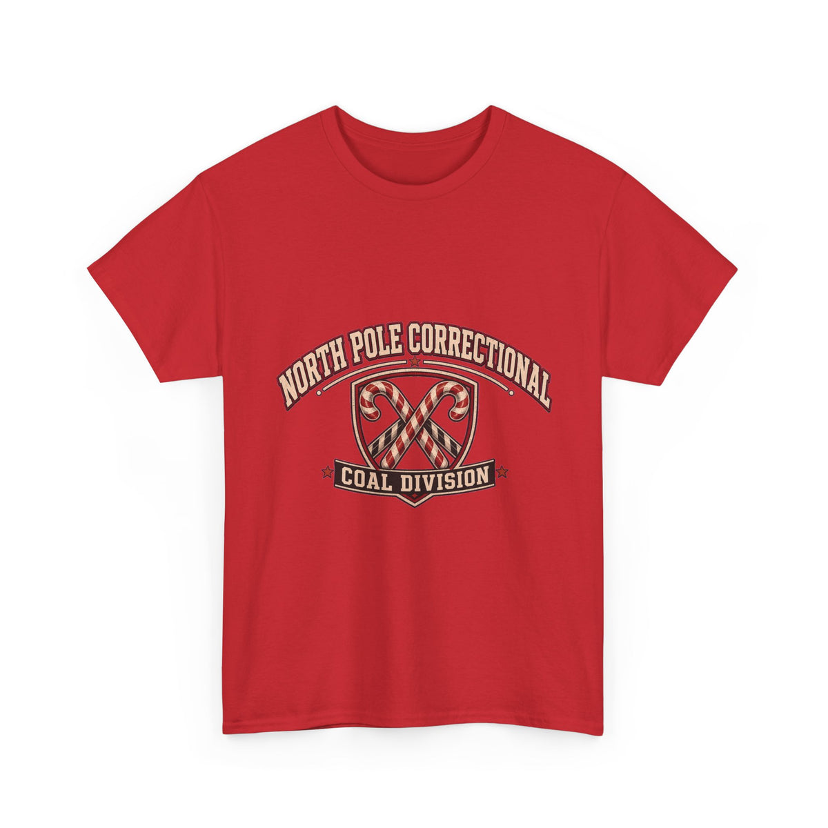 North Pole Correctional Coal Division Christmas Tee in Red