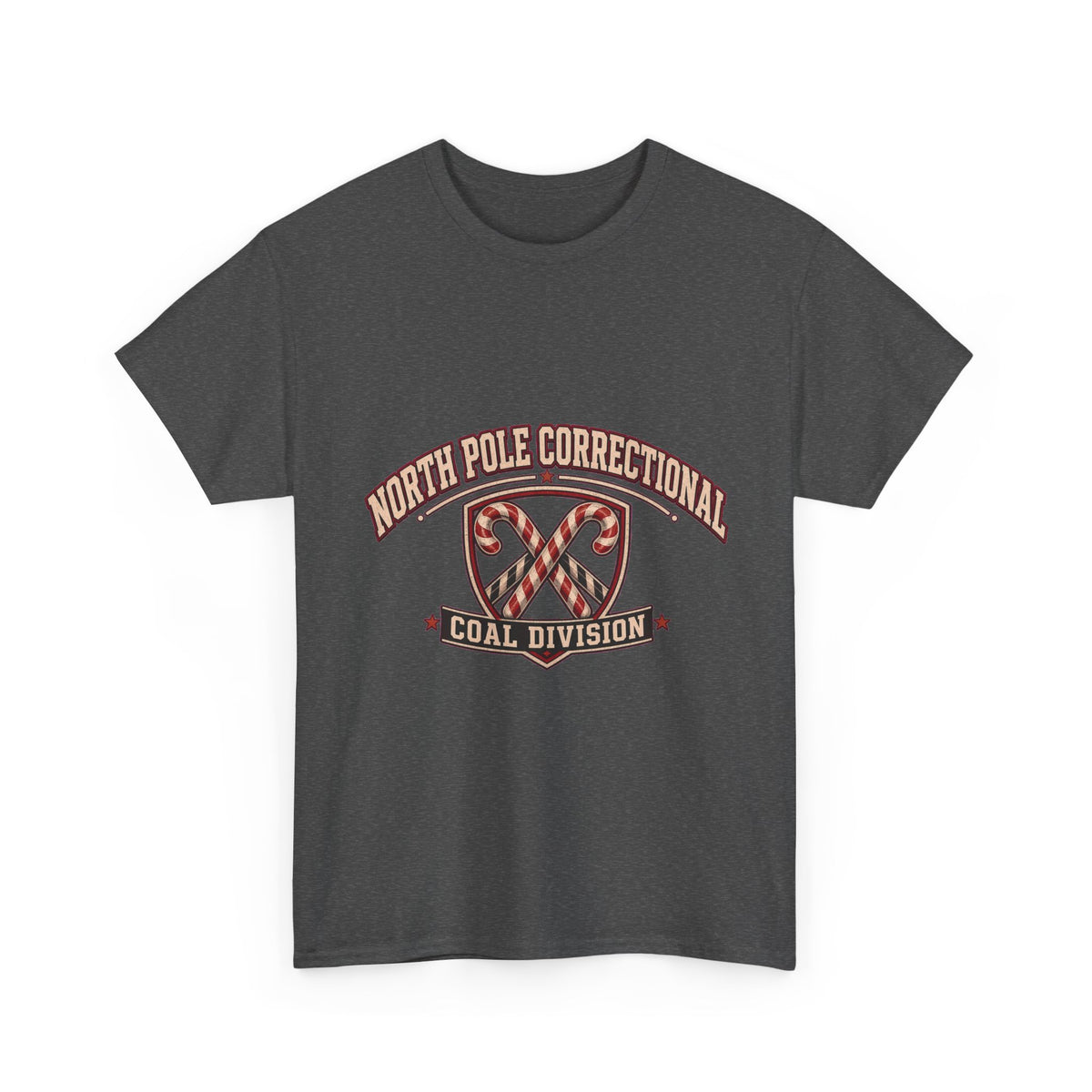 North Pole Correctional Coal Division Christmas Tee in Dark Heather