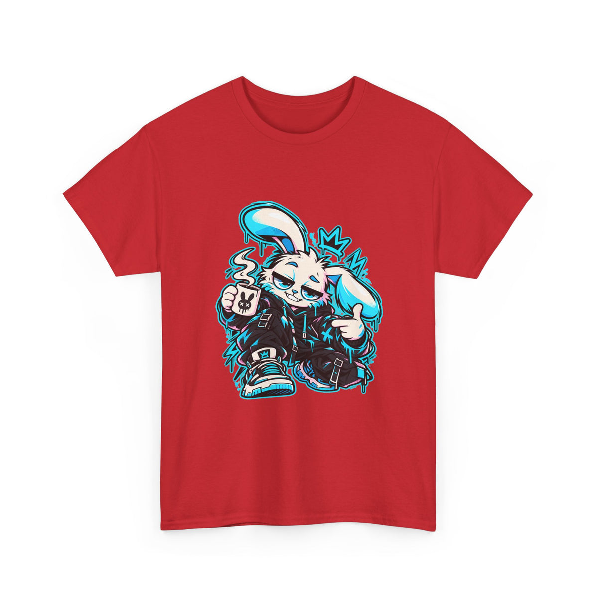 Graffiti Rabbit Coffee Heavy Cotton Tee in Red