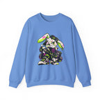 Neon Punk Bunny Crewneck Sweatshirt in Carolina Blue