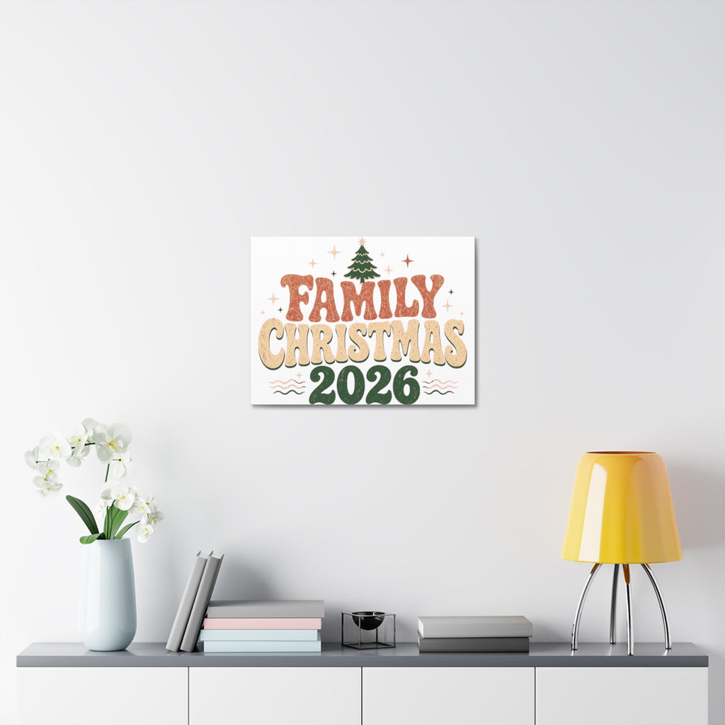 Retro Family Christmas 2026 Stretched Canvas