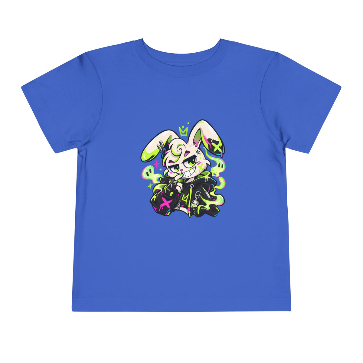 Neon Goth Bunny Toddler Tee in True Royal