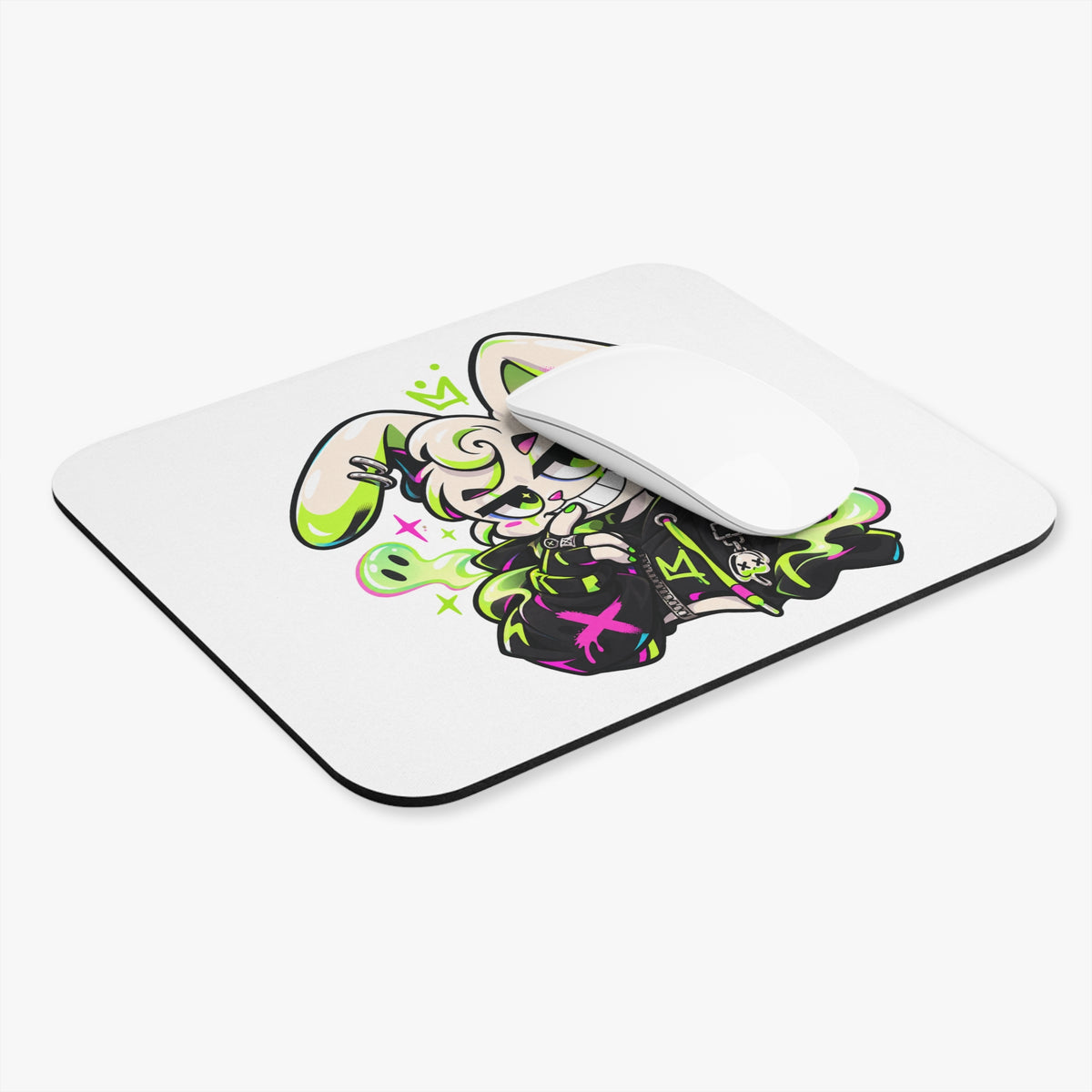 Neon Goth Bunny Mouse Pad