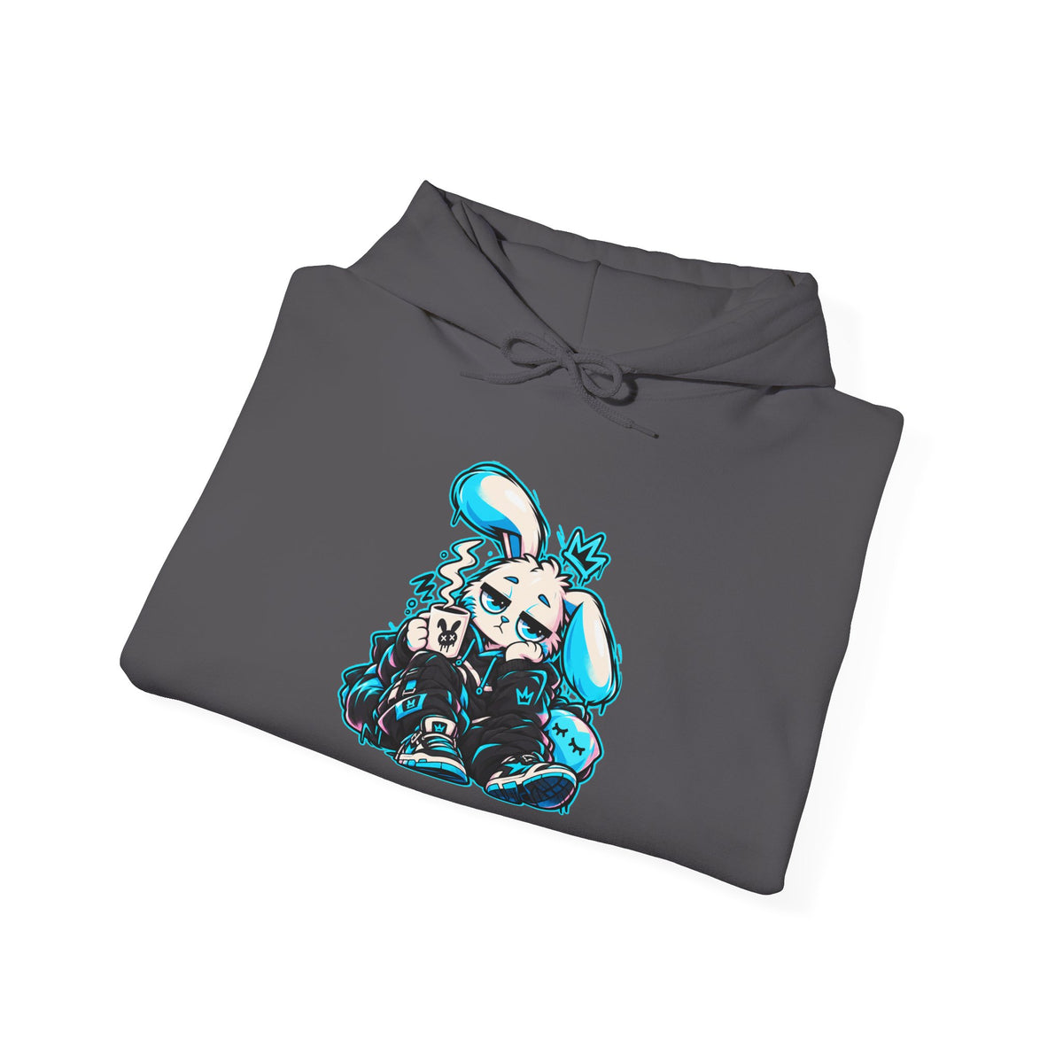 Sleepy Cyber Bunny Coffee Hoodie