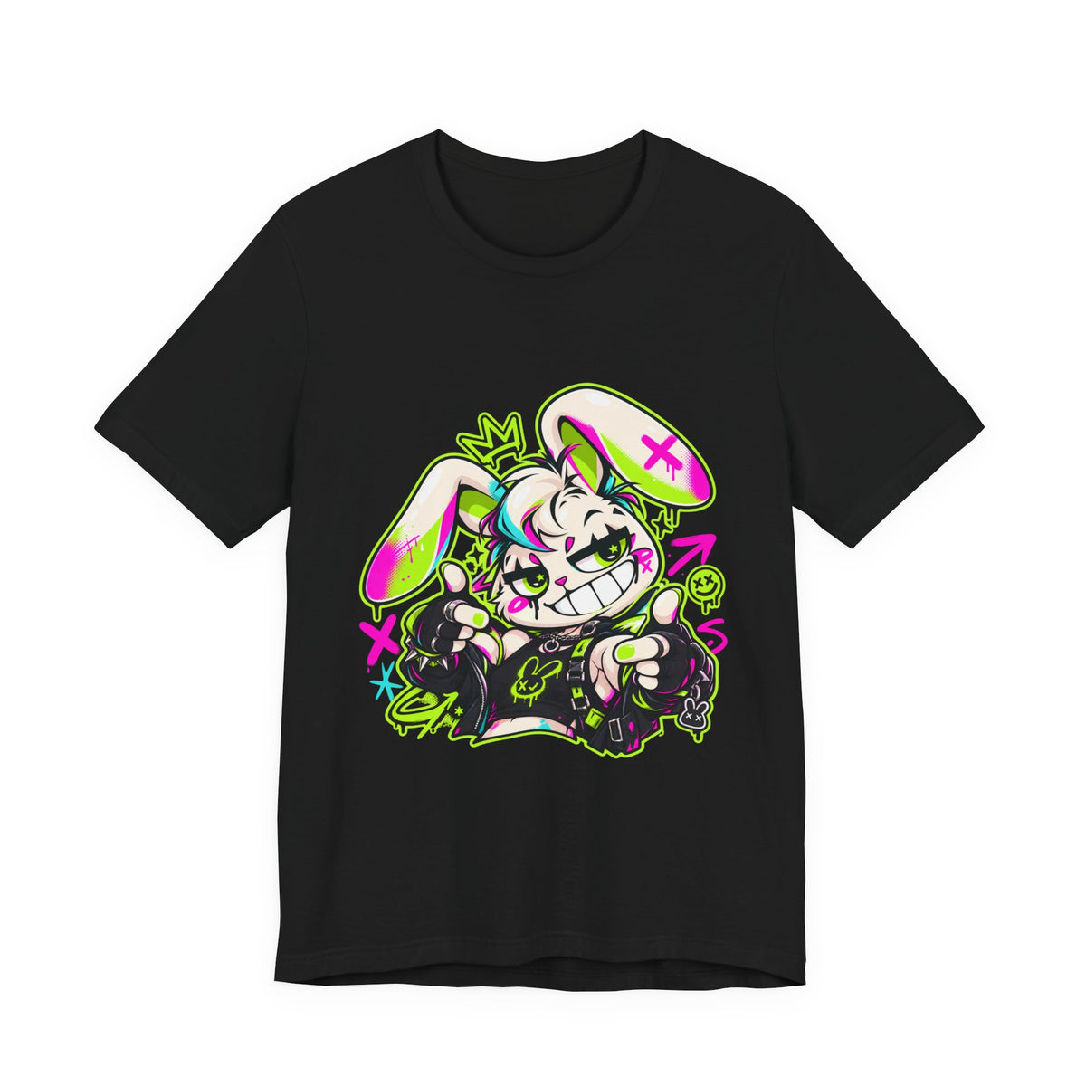 Punk Bunny Graffiti Premium Jersey Tee in Black