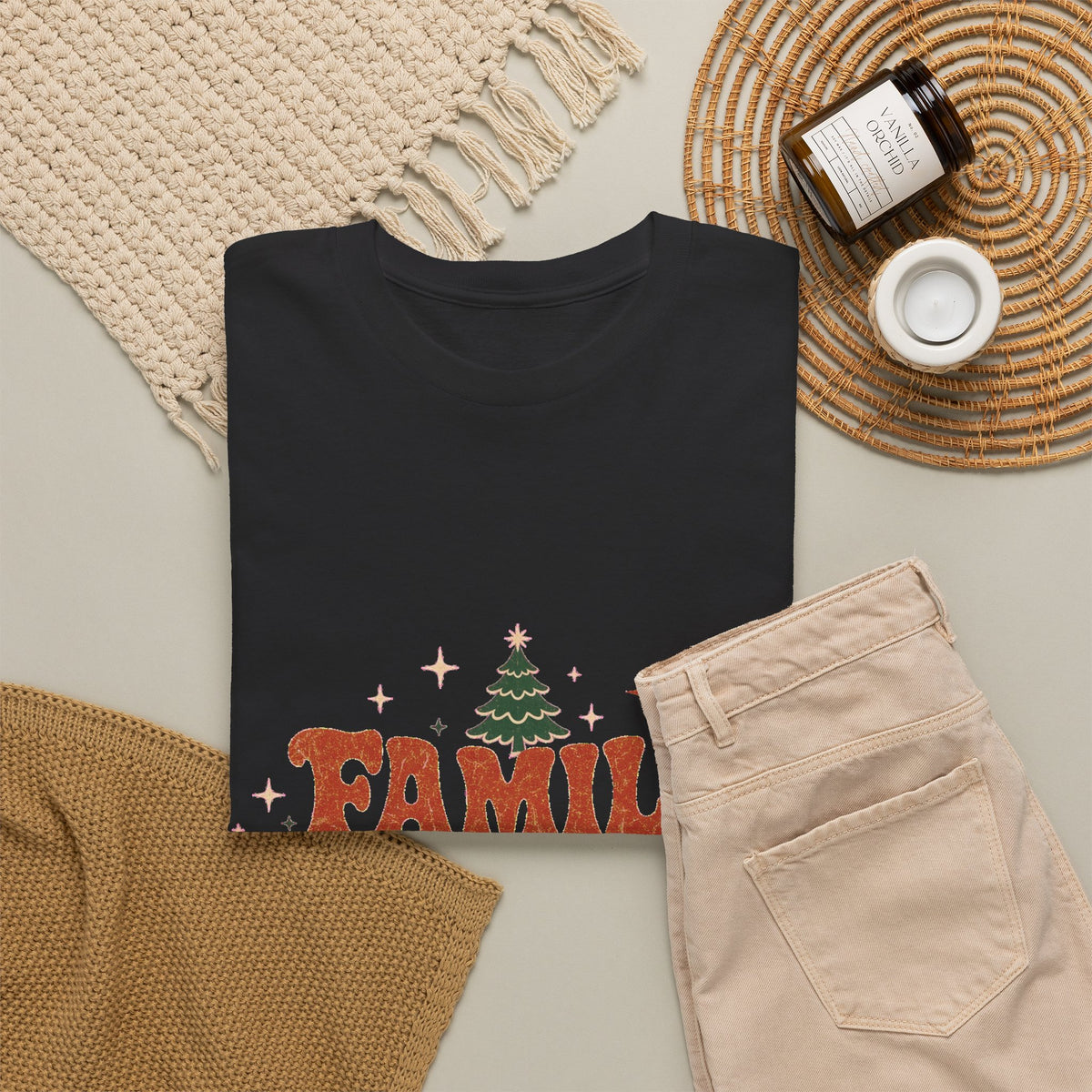 Retro Family Christmas 2026 Heavy Cotton Tee