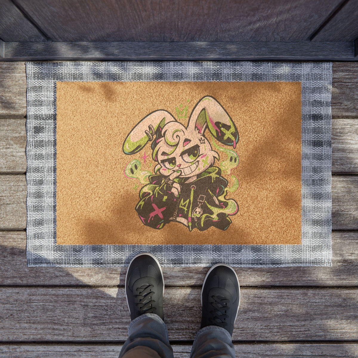 Neon Goth Bunny Doormat