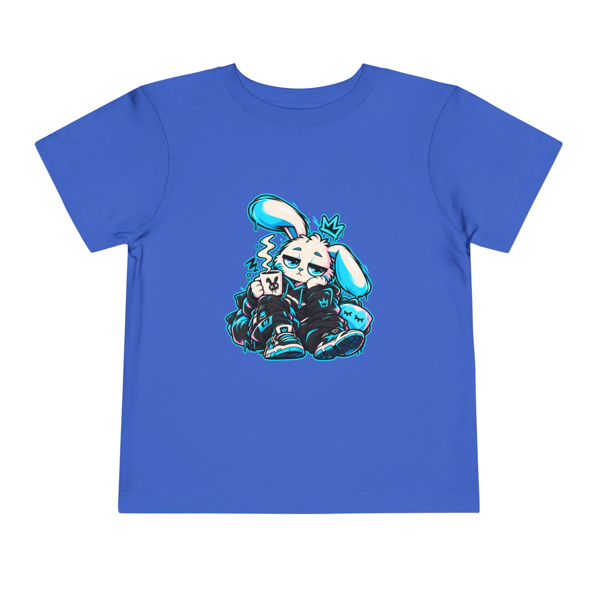 Sleepy Cyber Bunny Toddler Coffee Tee in True Royal