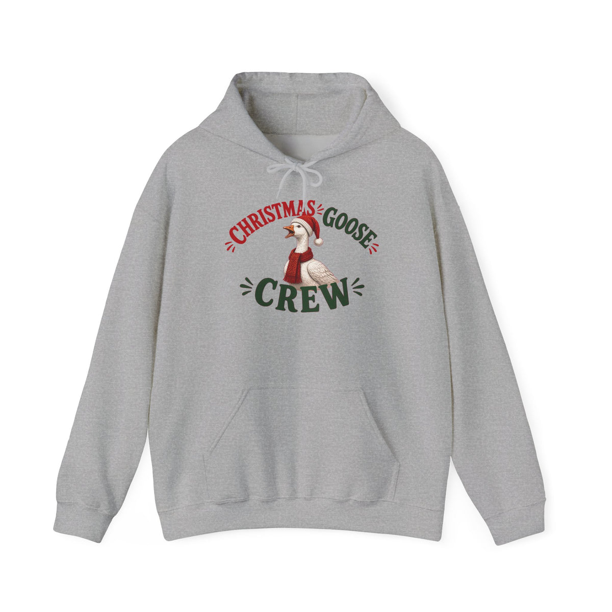 Christmas Goose Crew Hoodie Festive Goose Sweatshirt in Sport Grey