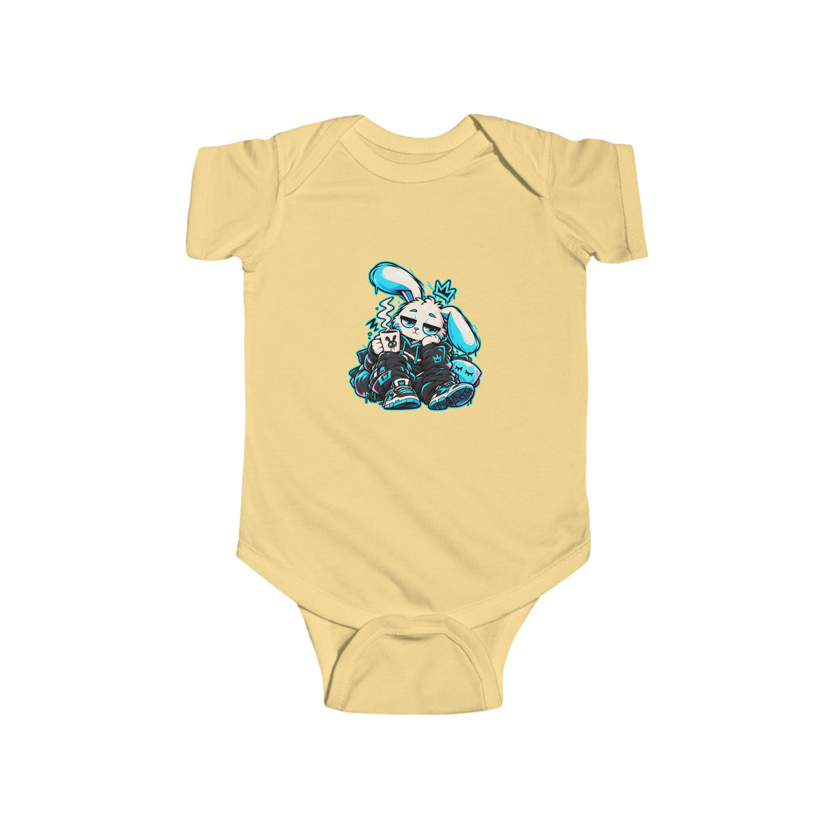 Sleepy Cyber Bunny Infant Bodysuit in Butter