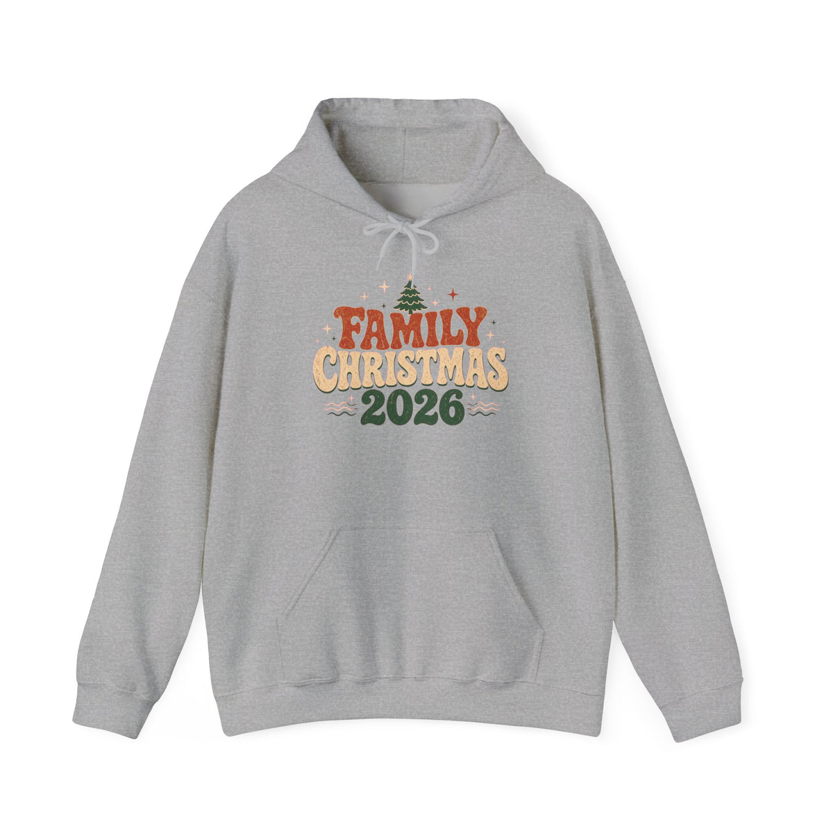 Retro Family Christmas 2026 Hoodie in Sport Grey