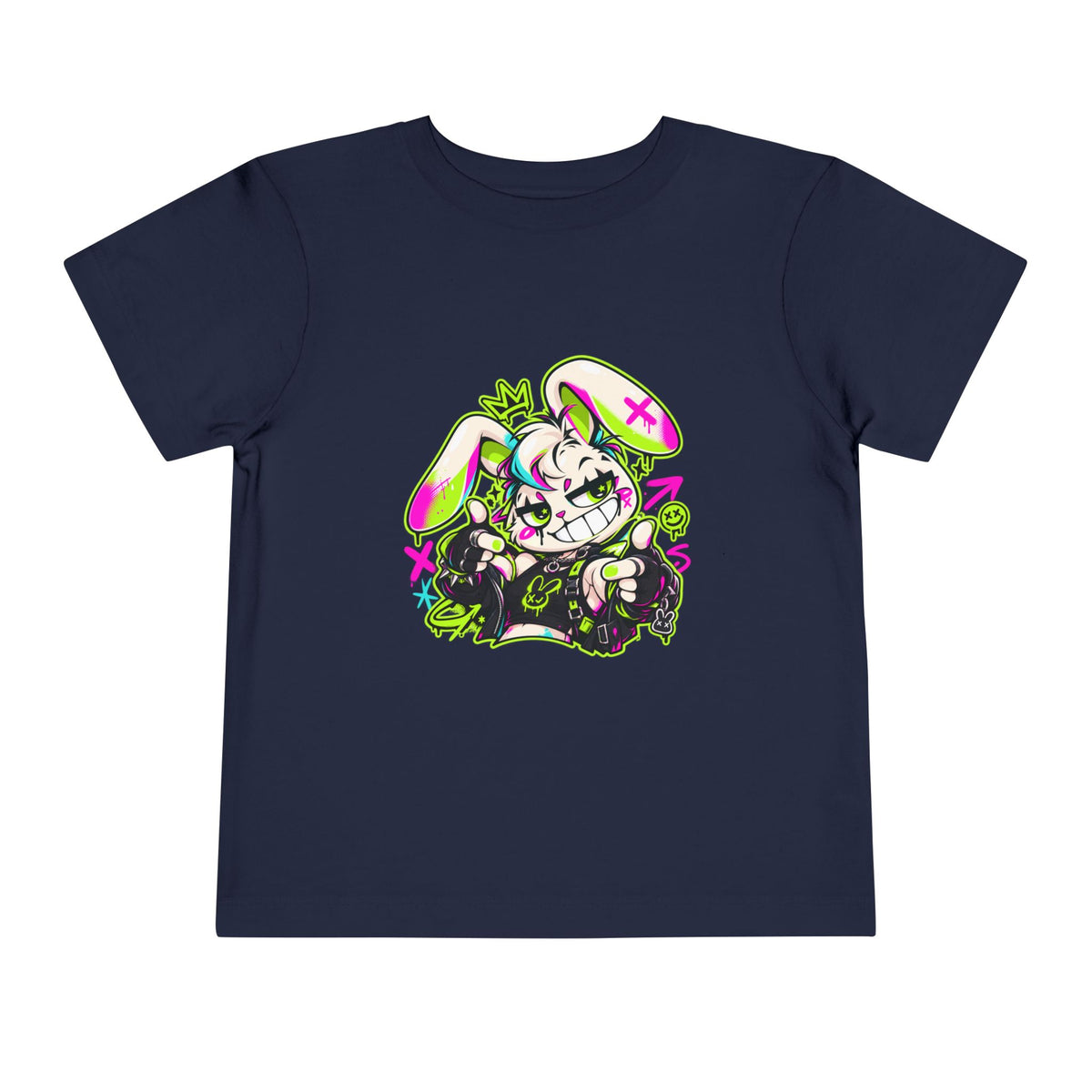Punk Bunny Graffiti Toddler Tee in Navy