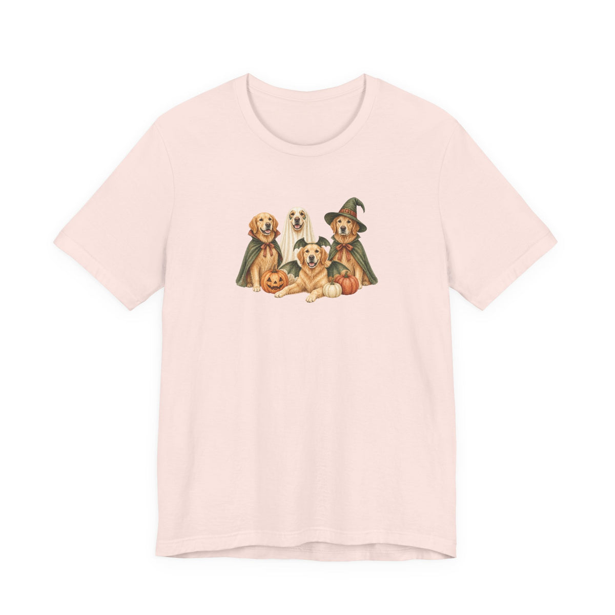 Golden Retriever Halloween Costumes Tee in Soft Pink