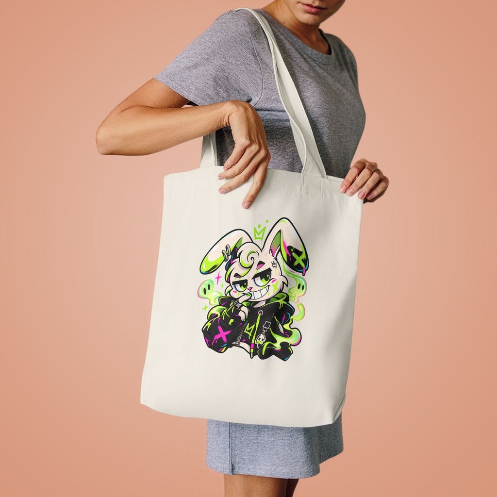 Neon Goth Bunny Cotton Tote Bag