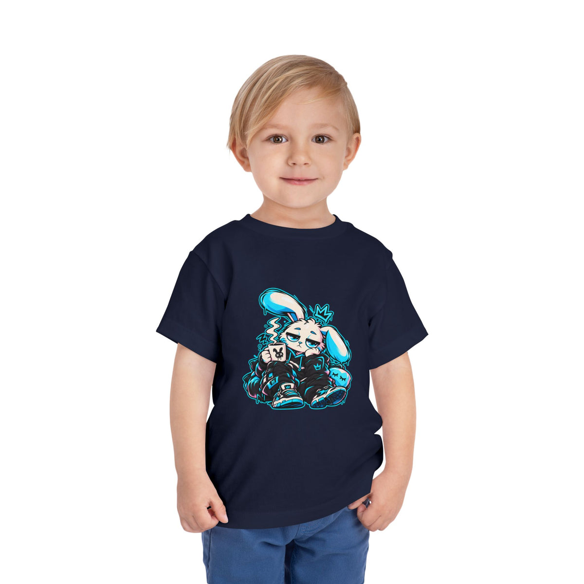 Sleepy Cyber Bunny Toddler Coffee Tee