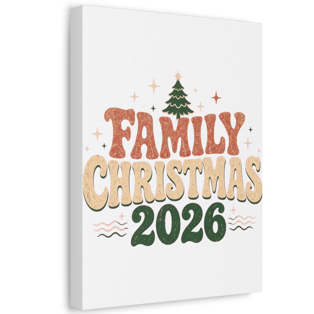 Retro Family Christmas 2026 Stretched Canvas