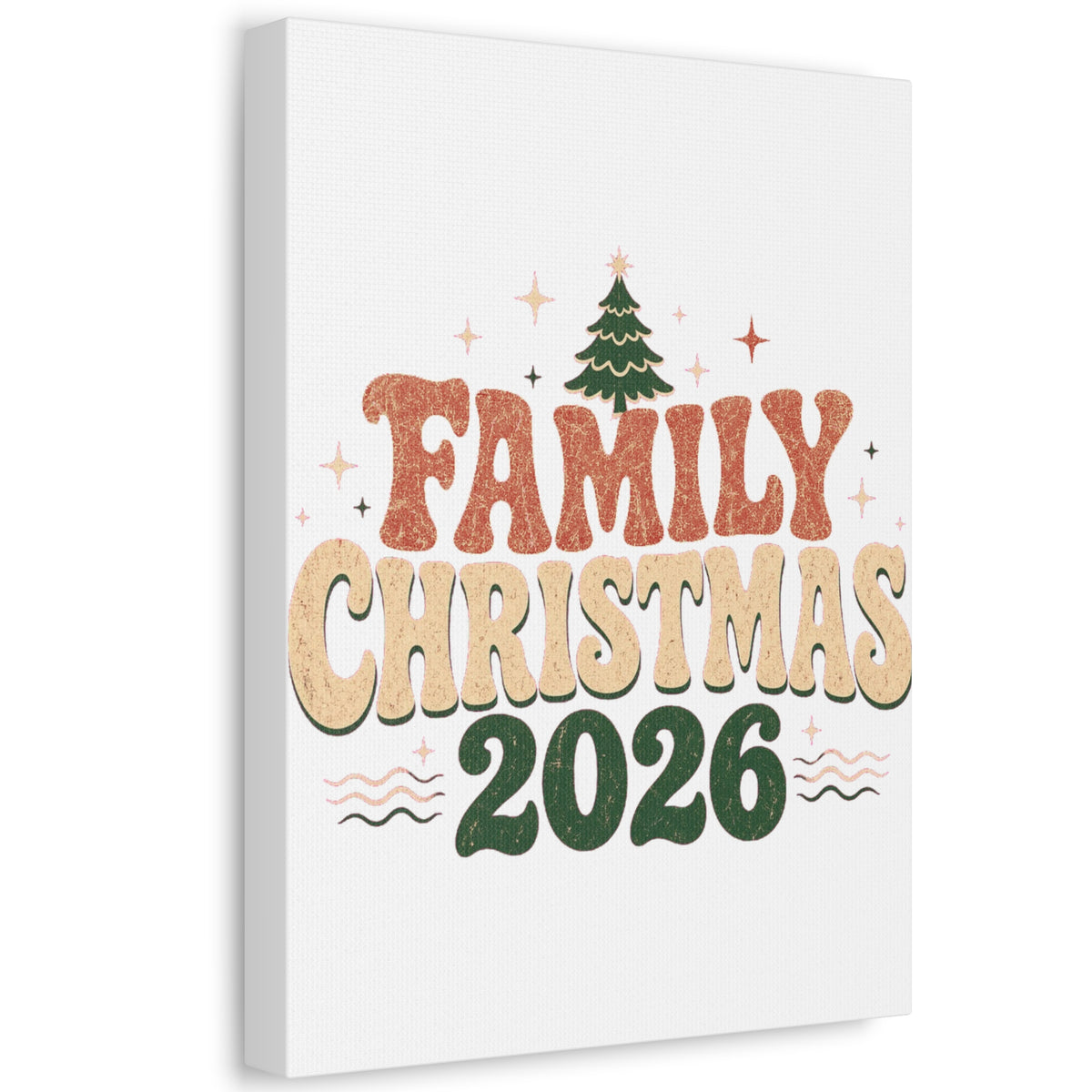 Retro Family Christmas 2026 Stretched Canvas