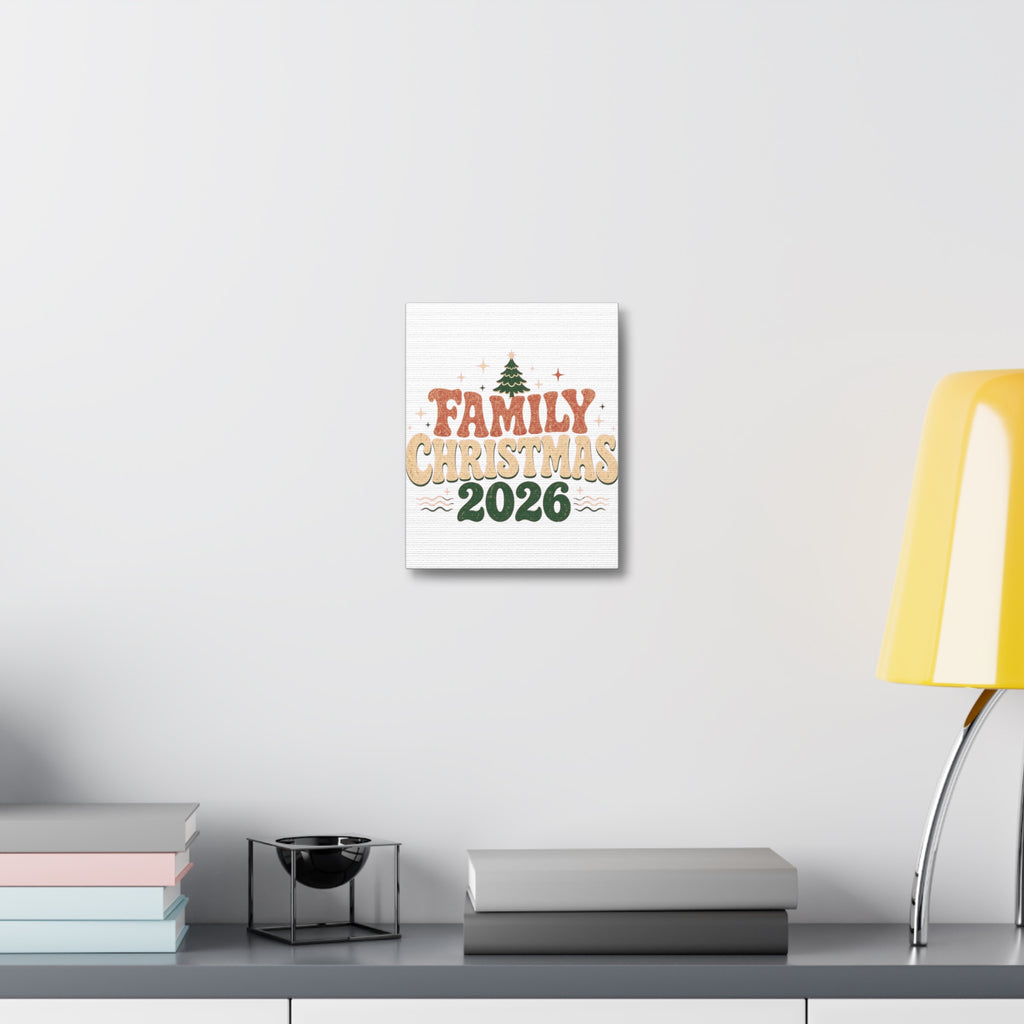 Retro Family Christmas 2026 Stretched Canvas