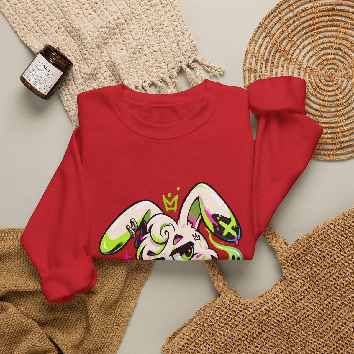 Neon Goth Bunny Crewneck Sweatshirt