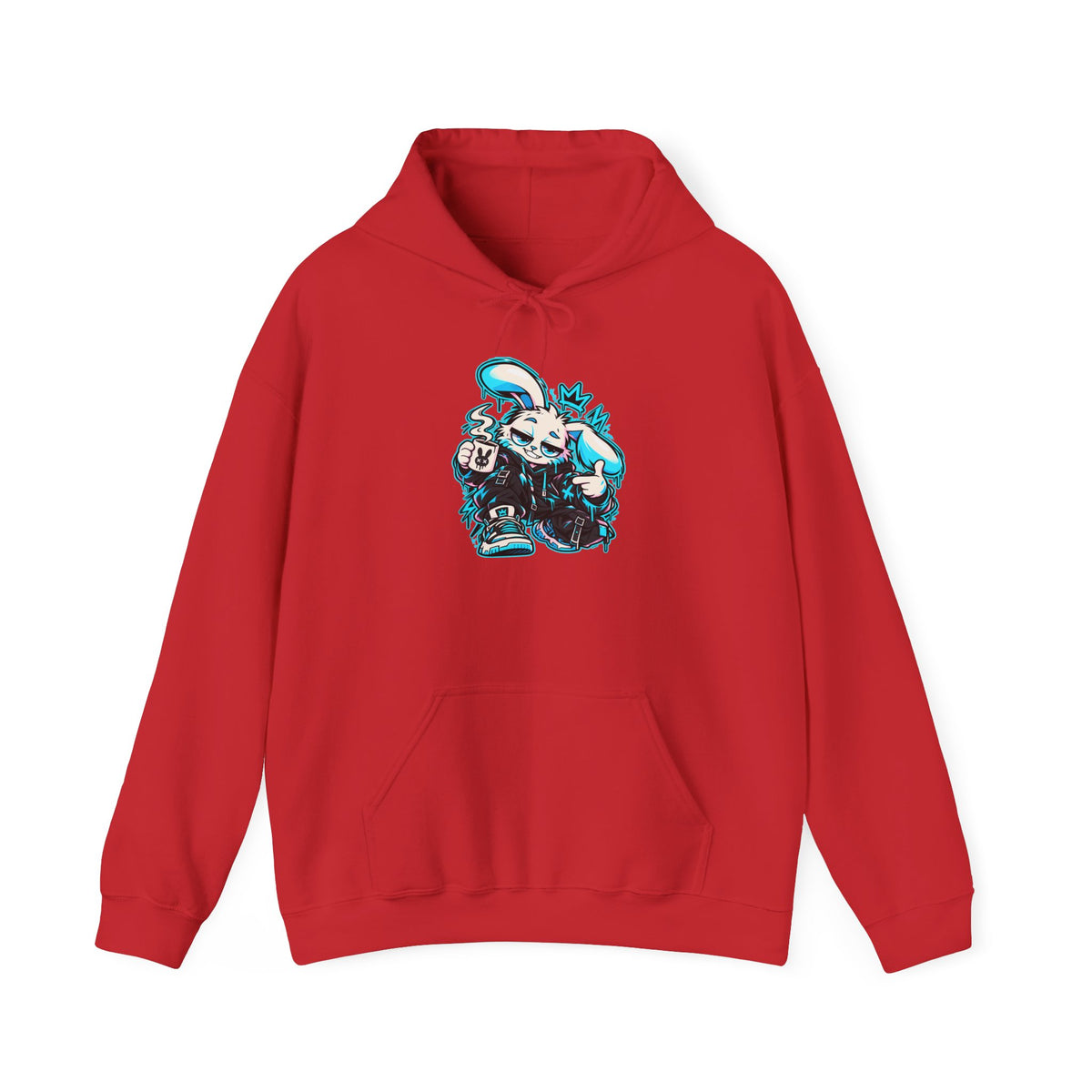 Graffiti Rabbit Coffee Hoodie in Red