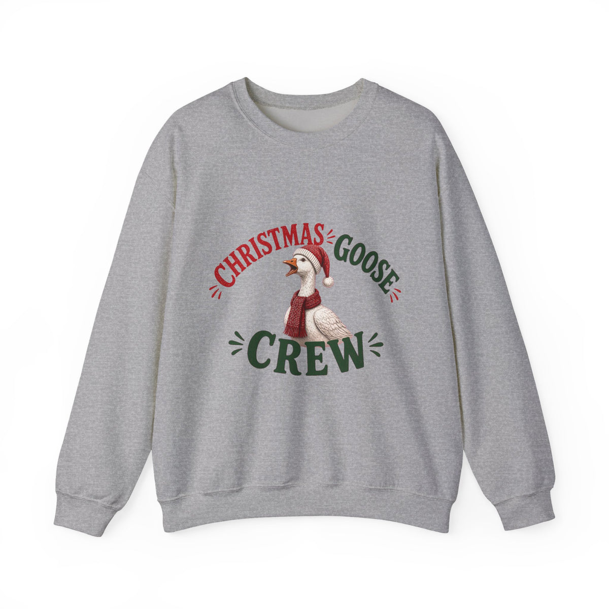 Christmas Goose Crew Crewneck Sweatshirt Cozy Holiday Gift in Sport Grey
