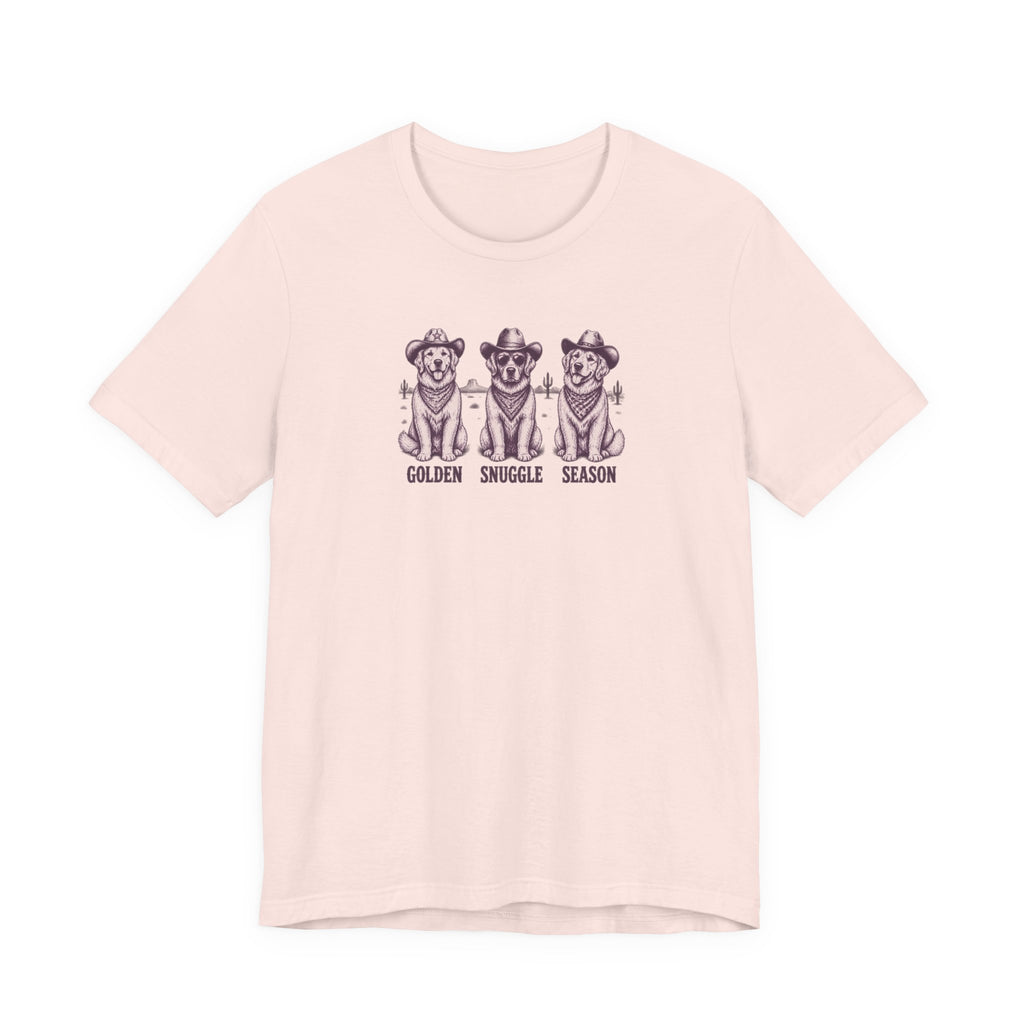 Golden Snuggle Season - Retriever Mom Tee in Soft Pink