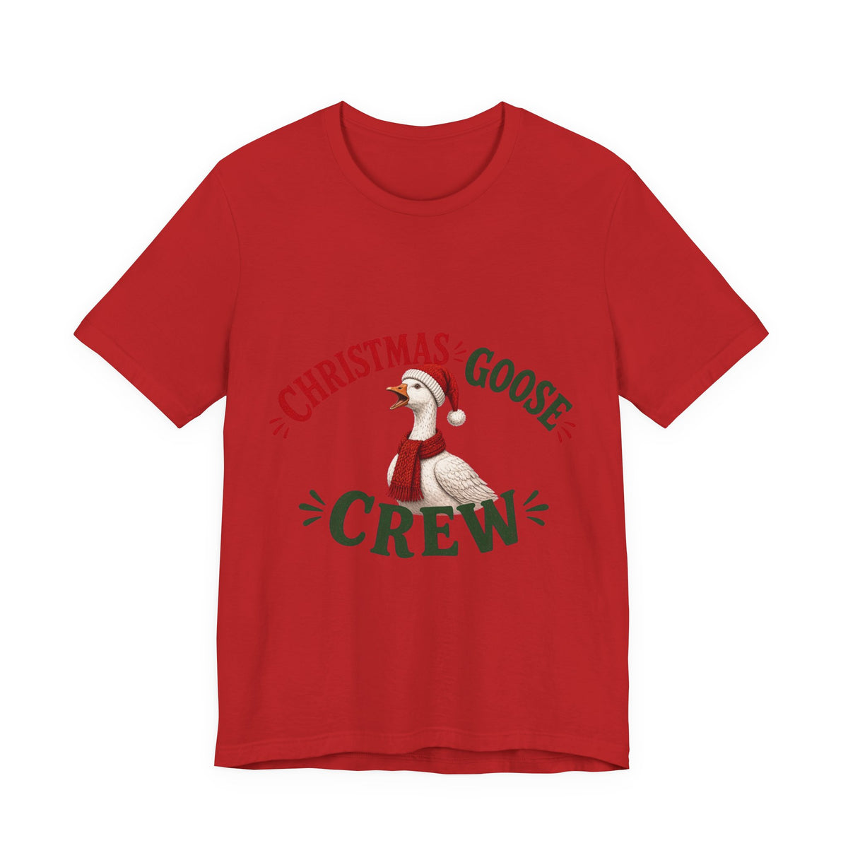 Christmas Goose Crew Premium Jersey Tee Holiday Graphic Shirt in Red