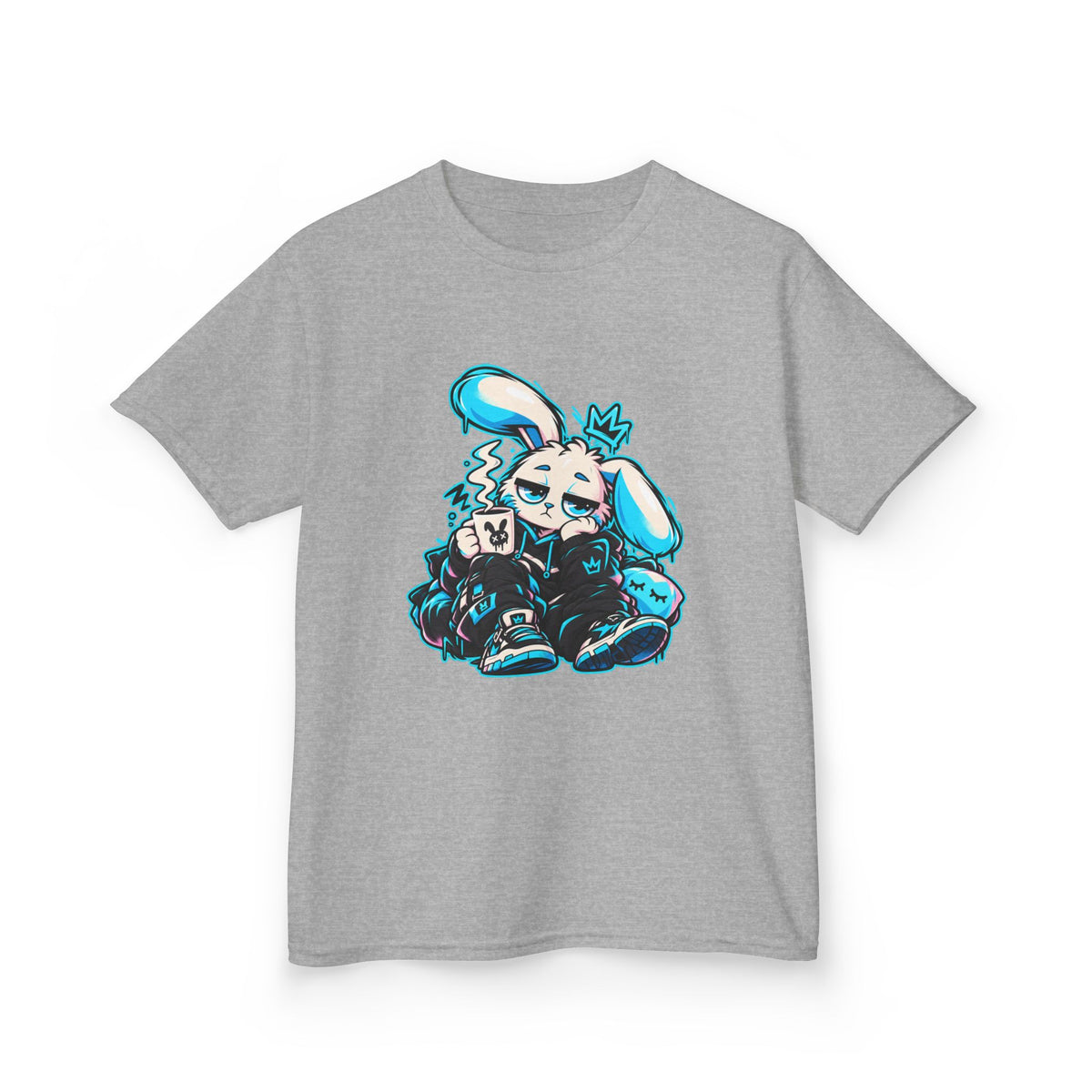Sleepy Cyber Bunny Kids Coffee Tee