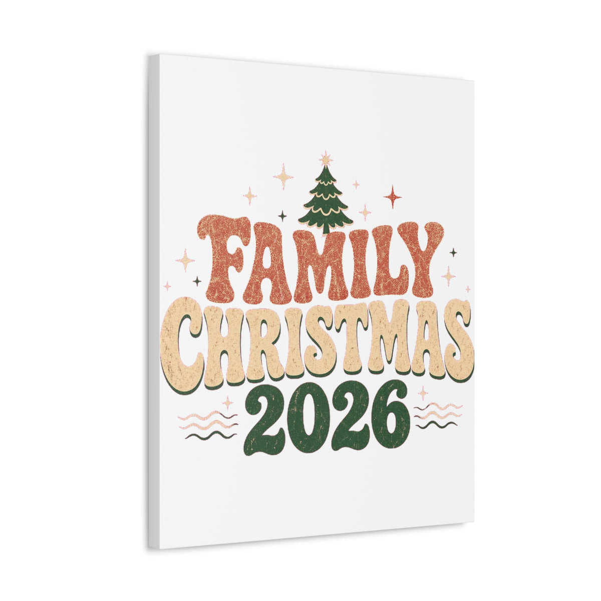 Retro Family Christmas 2026 Stretched Canvas