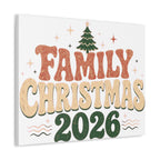 Retro Family Christmas 2026 Stretched Canvas