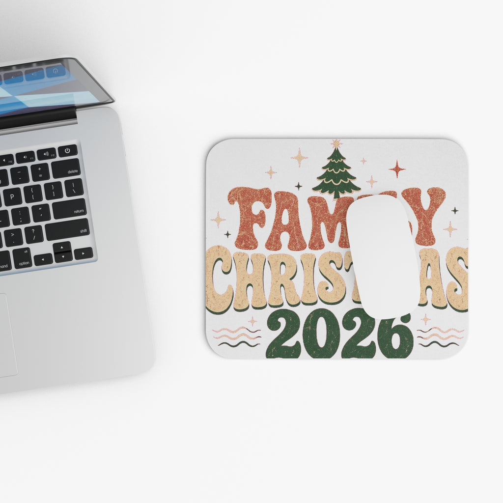 Retro Family Christmas 2026 Mouse Pad