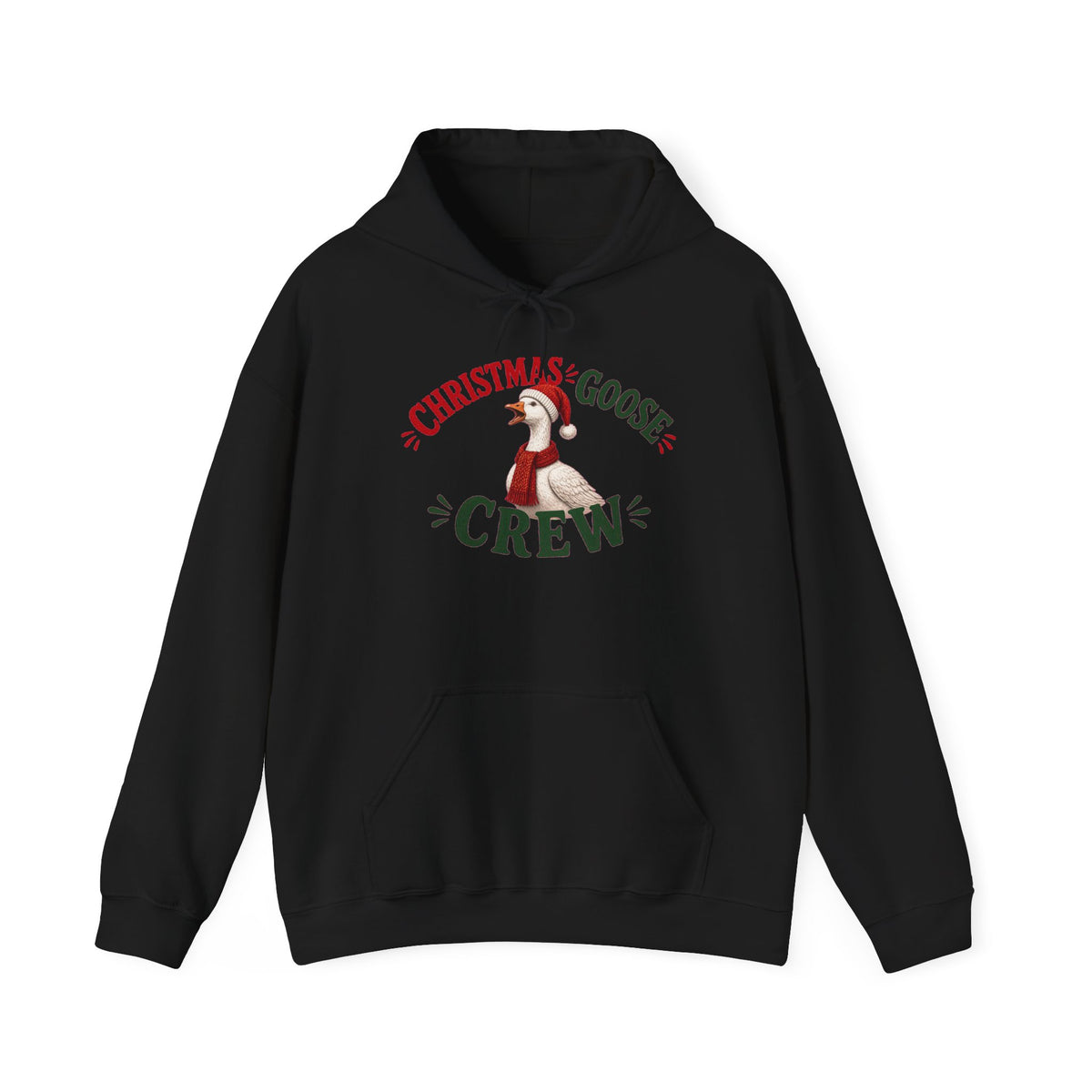 Christmas Goose Crew Hoodie Festive Goose Sweatshirt in Black