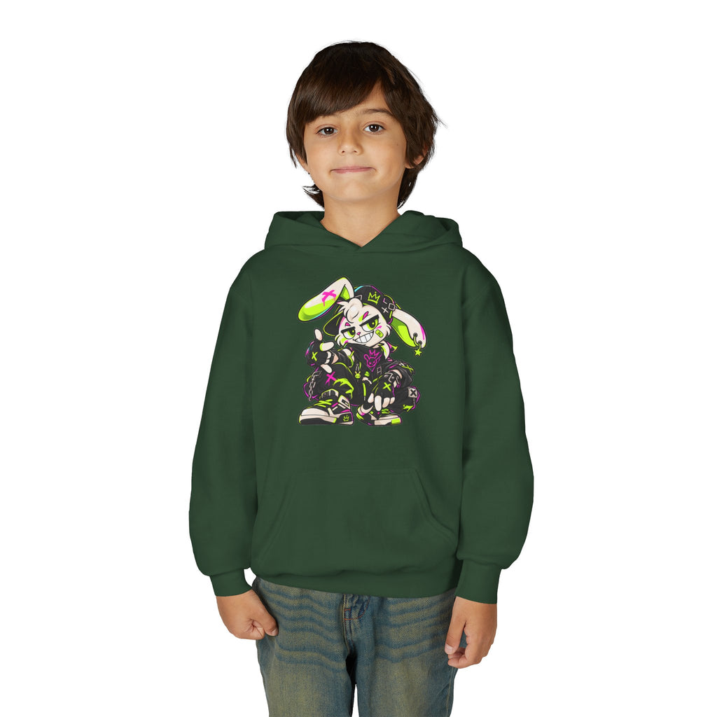 Neon Punk Bunny Kids Hoodie
