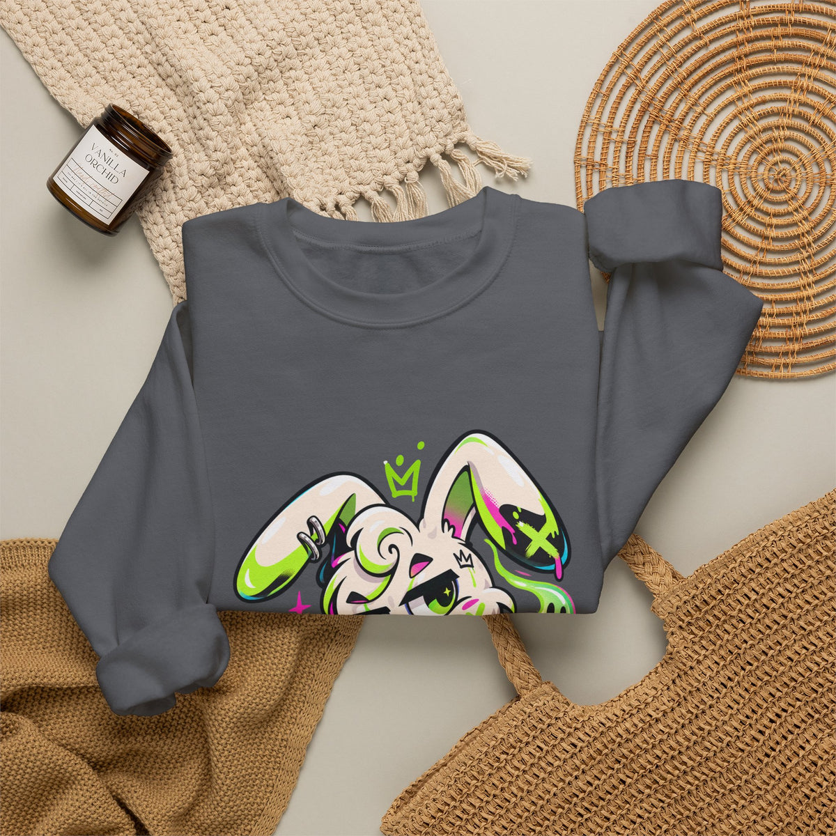 Neon Goth Bunny Crewneck Sweatshirt