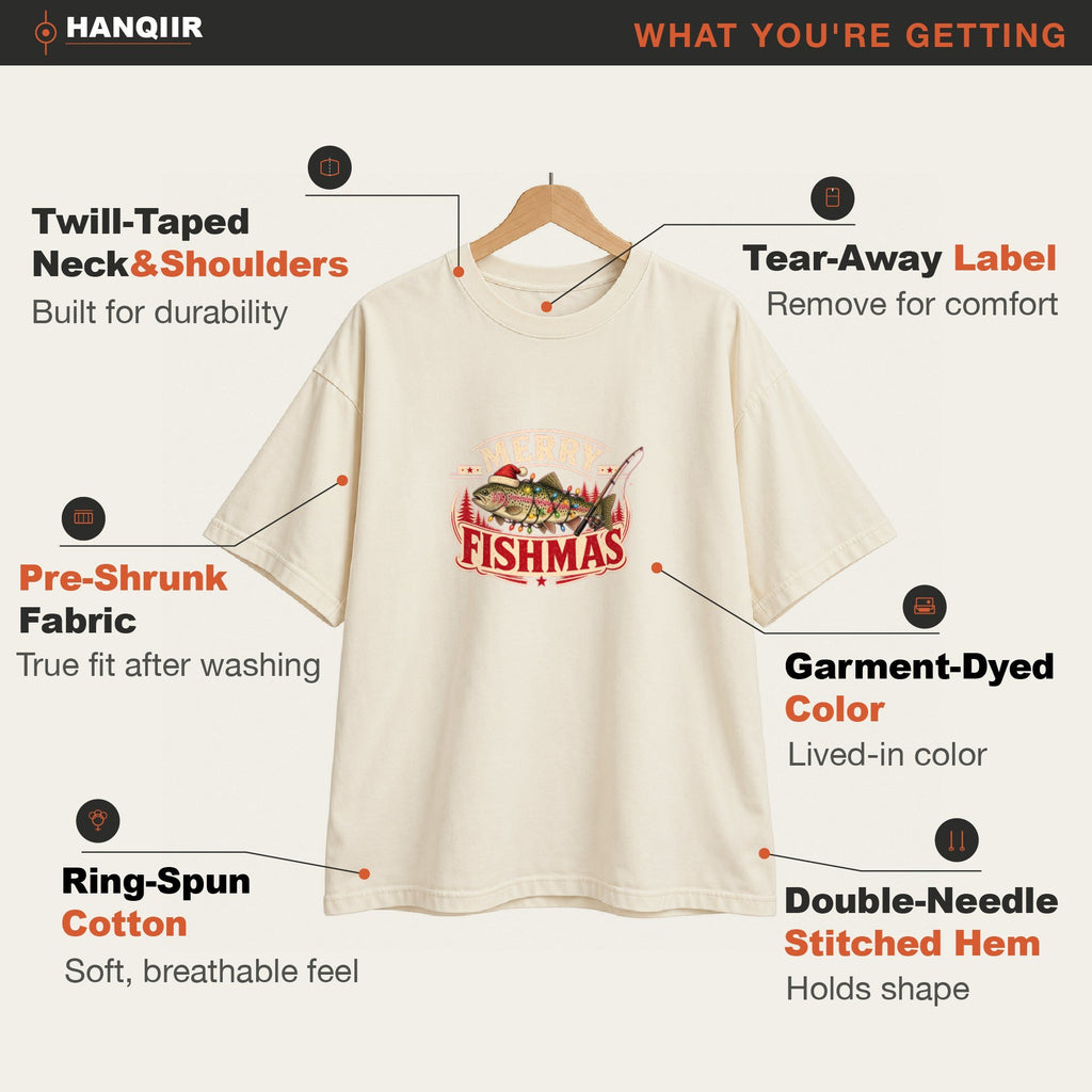 Merry Fishmas Trout oversized graphic tee, Ivory, photo 2
