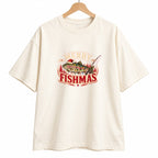 Merry Fishmas Trout oversized graphic tee, Ivory, photo 7