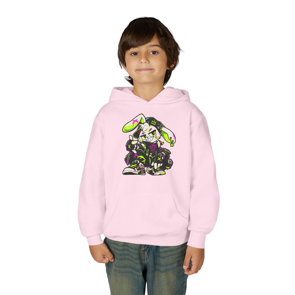 Neon Punk Bunny Kids Hoodie