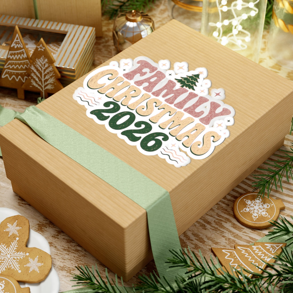 Retro Family Christmas 2026 Kiss-Cut Sticker
