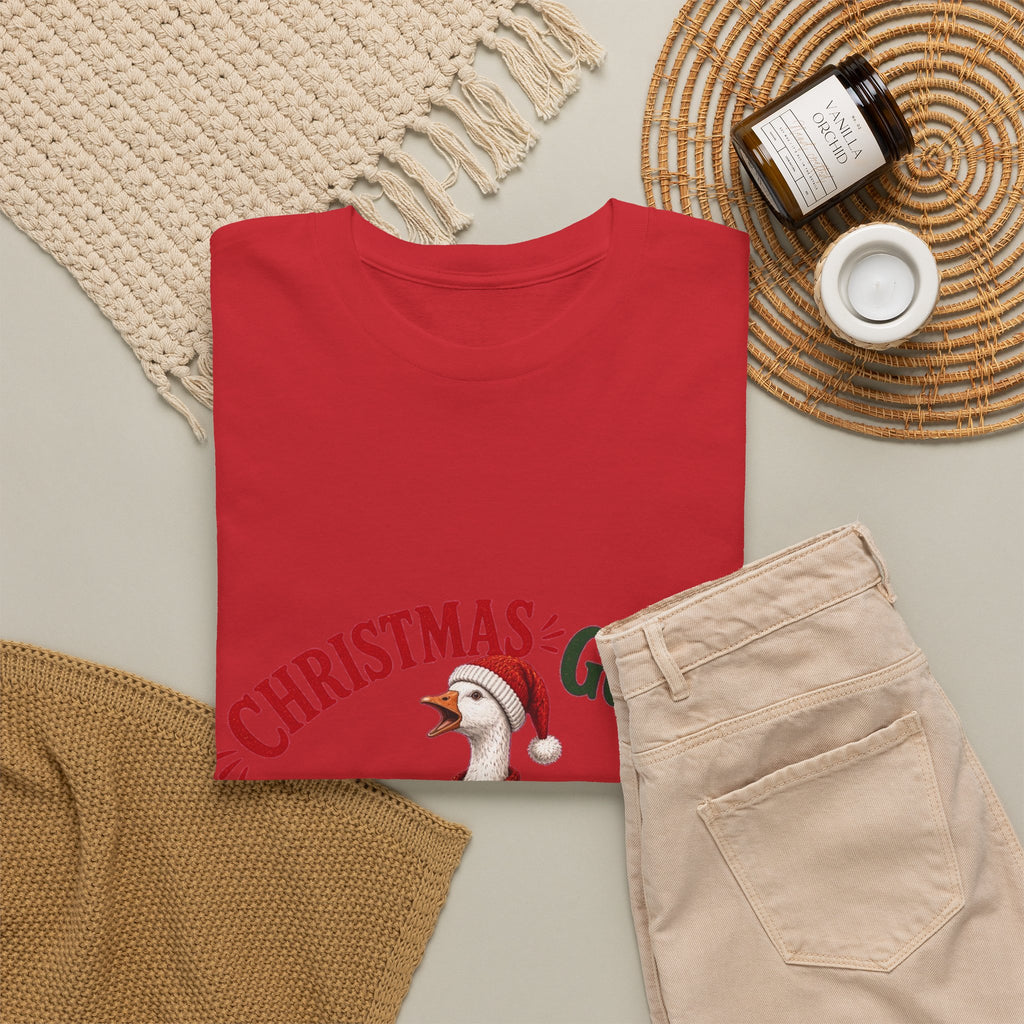 Christmas Goose Crew Heavy Cotton Tee Festive Holiday Shirt