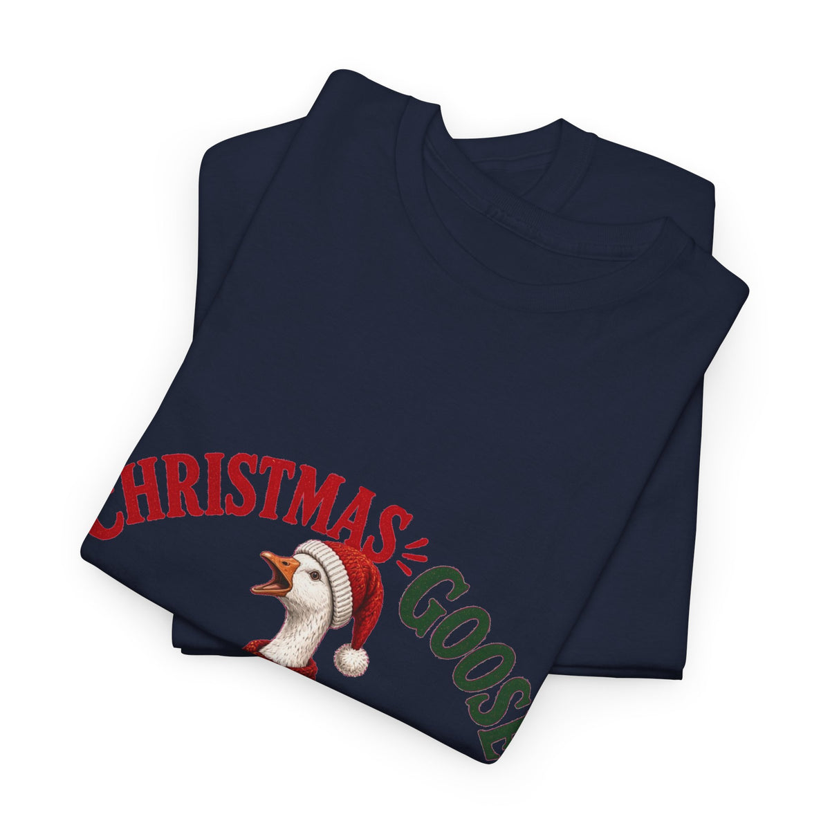 Christmas Goose Crew Heavy Cotton Tee Festive Holiday Shirt