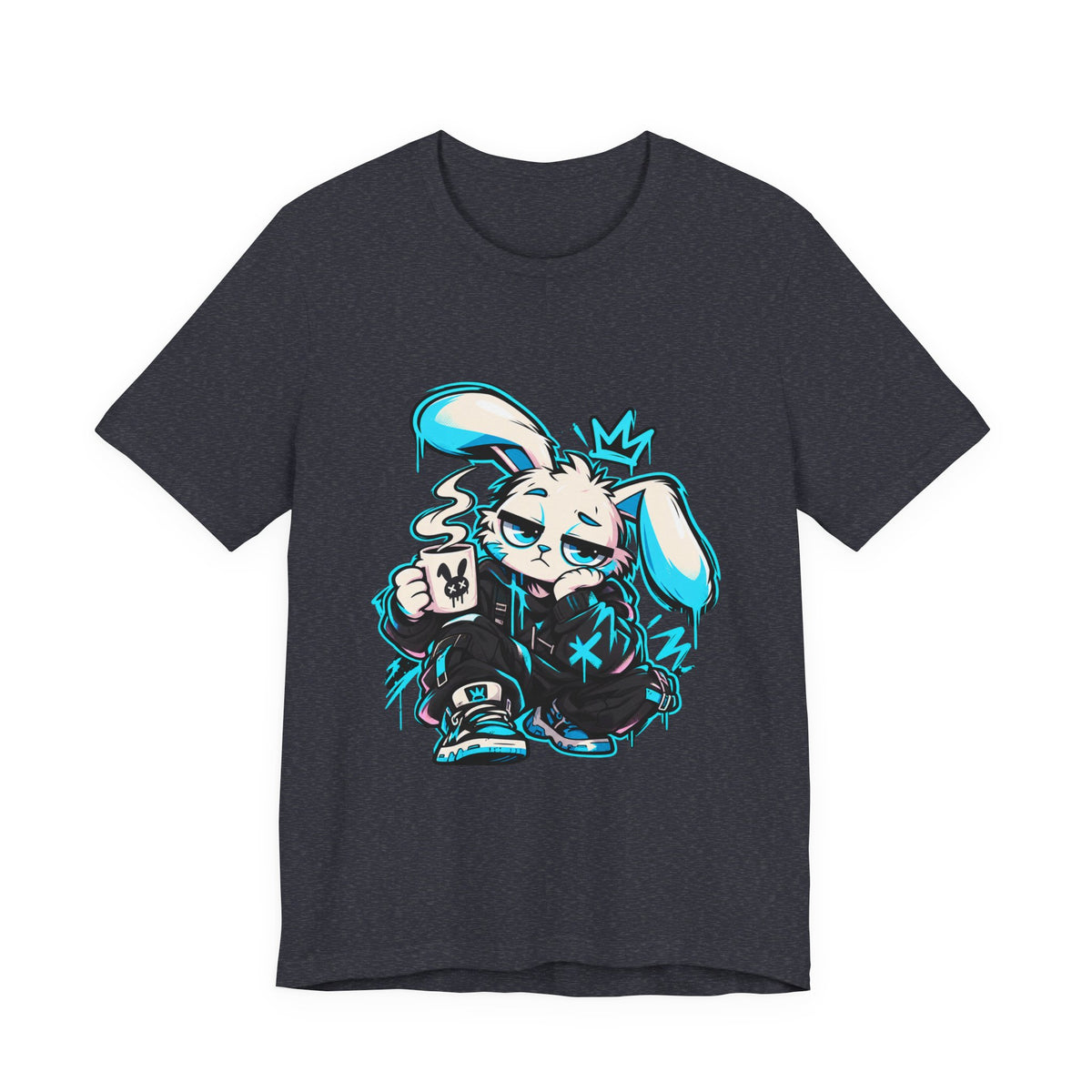 Graffiti Rabbit Coffee Premium Tee in Heather Navy