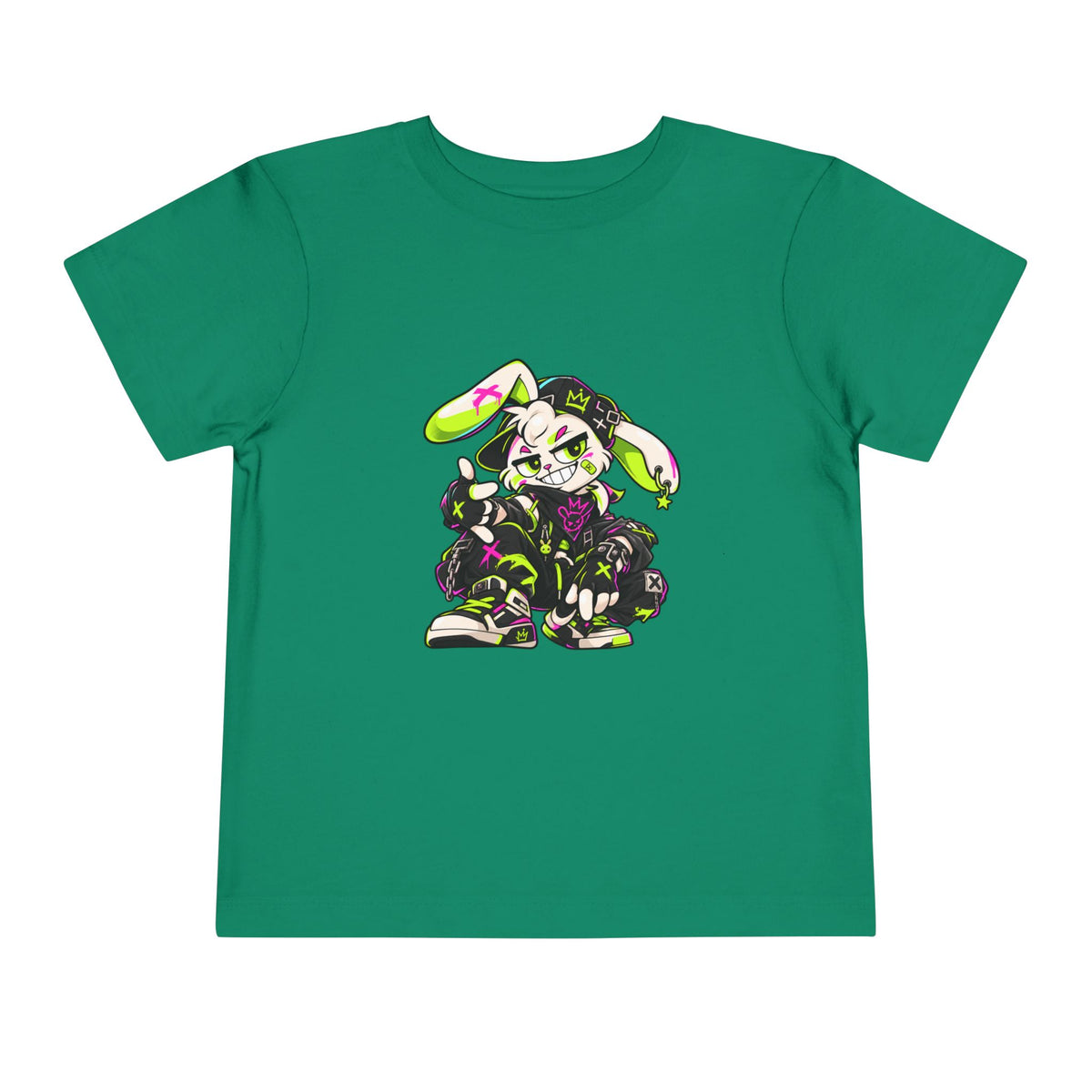 Neon Punk Bunny Toddler Tee in Kelly