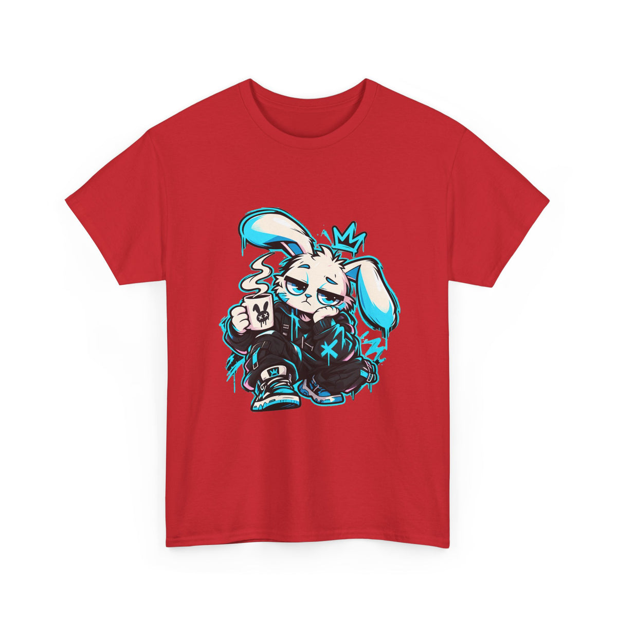 Graffiti Rabbit Coffee Tee | Streetwear Tee in Red