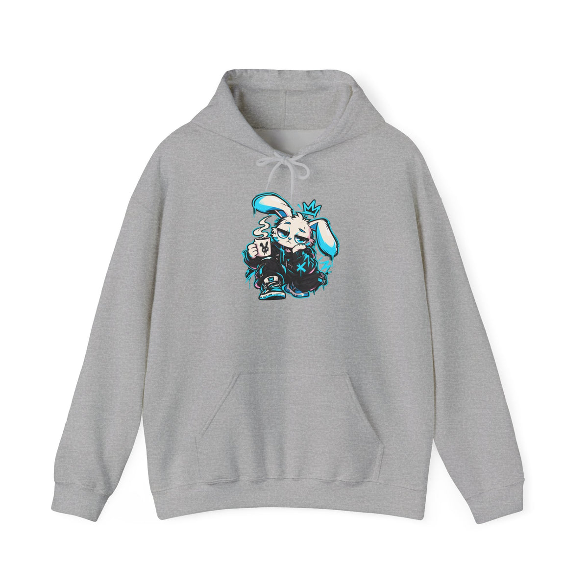 Graffiti Rabbit Coffee Hoodie | Streetwear in Sport Grey