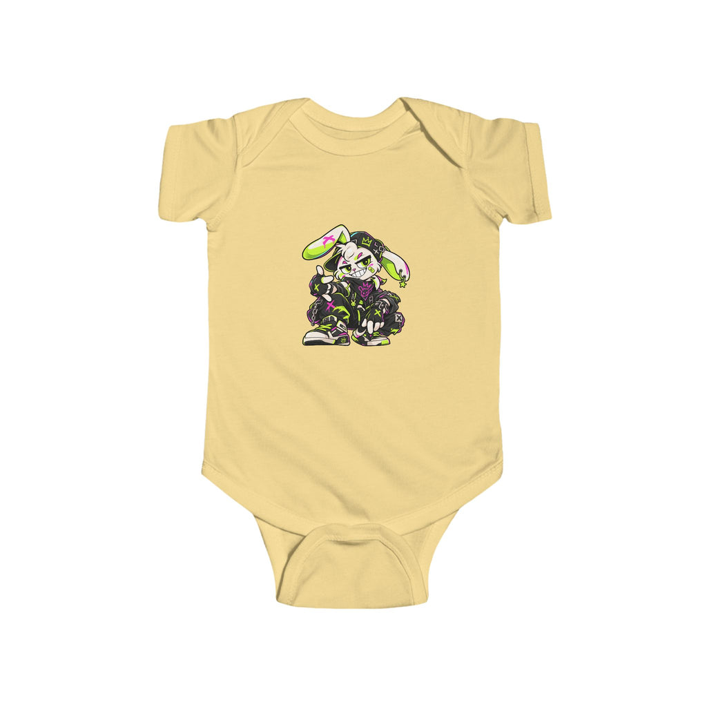 Neon Punk Bunny Infant Bodysuit in Butter