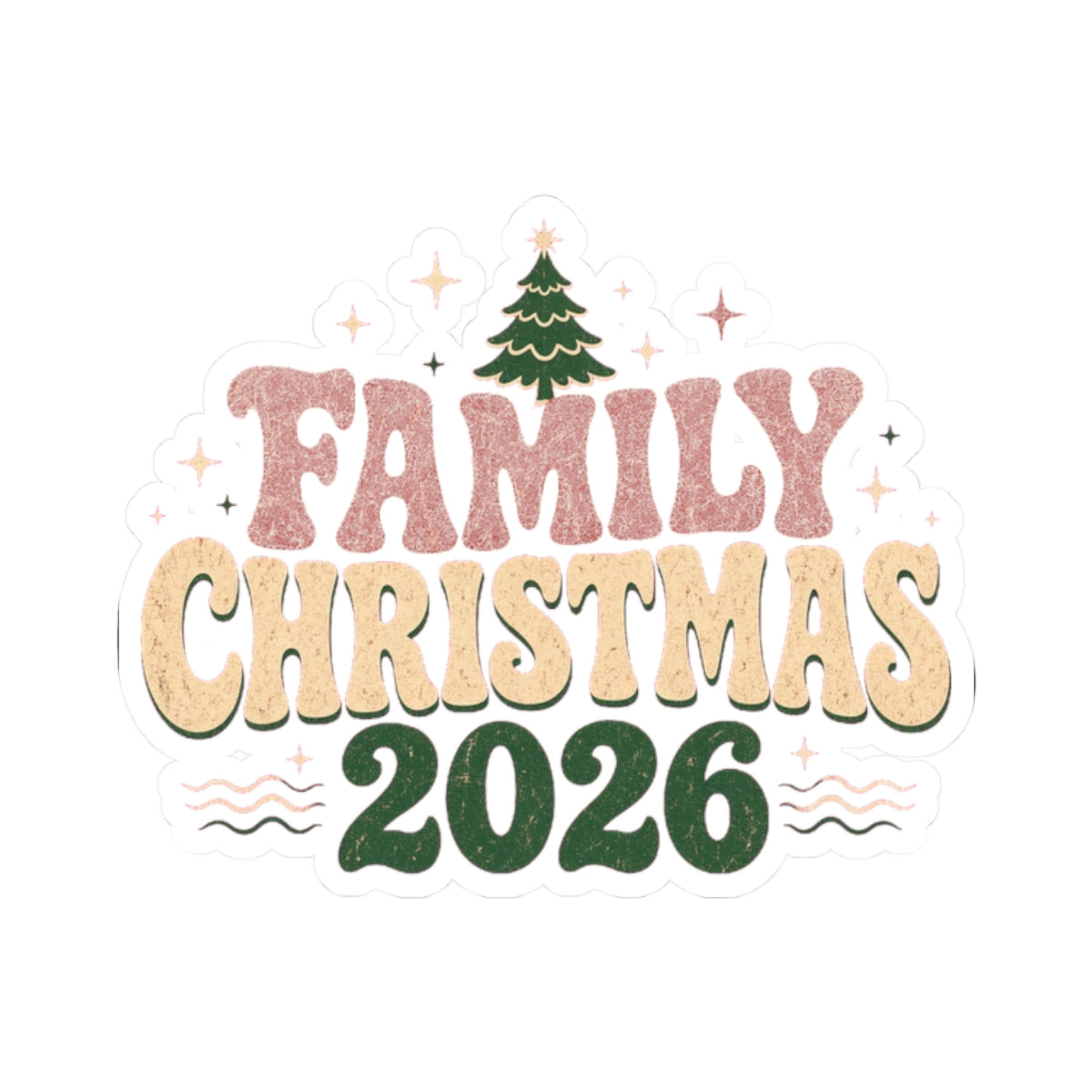 Retro Family Christmas 2026 Kiss-Cut Sticker