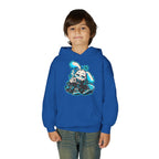 Sleepy Cyber Bunny Kids Coffee Hoodie