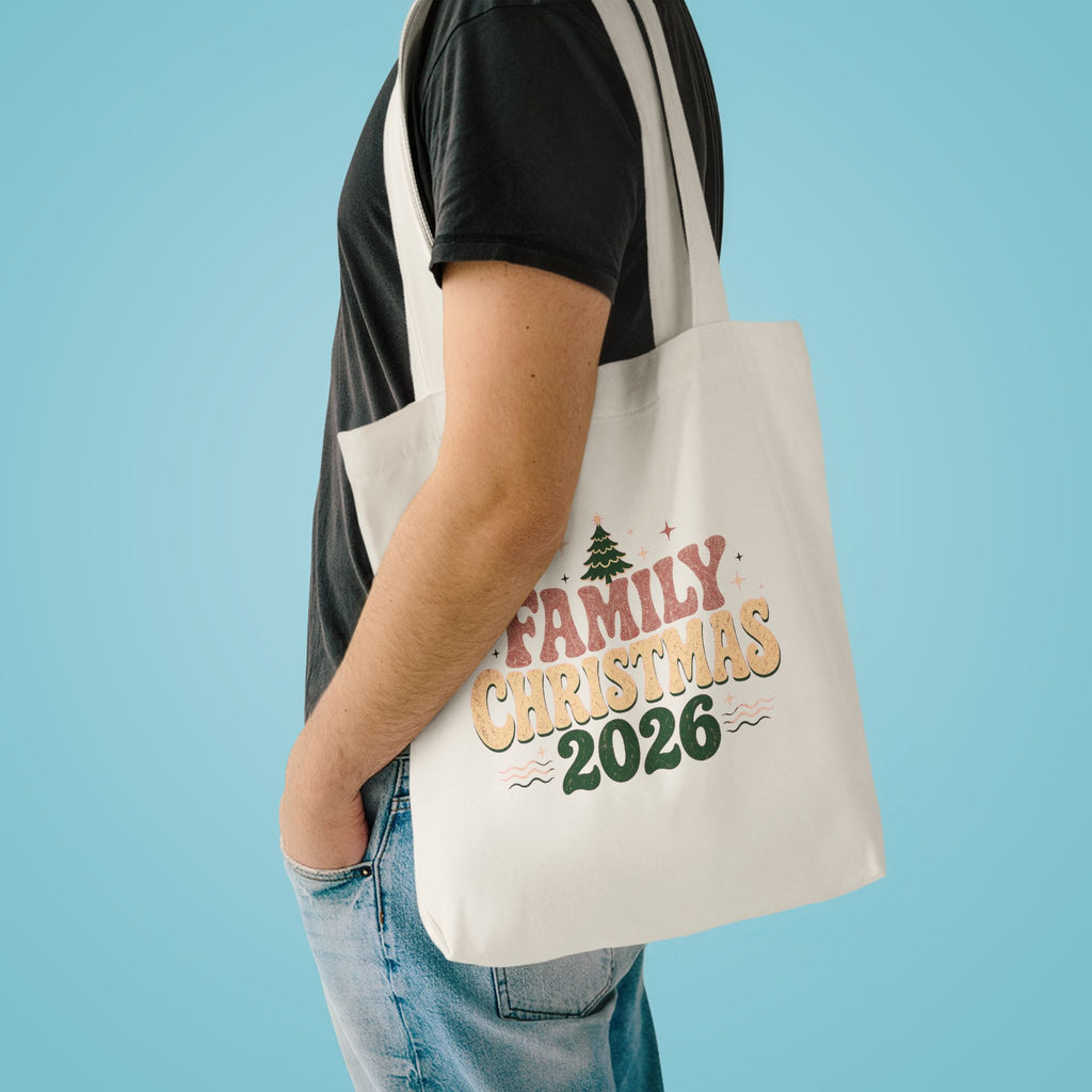 Retro Family Christmas 2026 Cotton Tote Bag