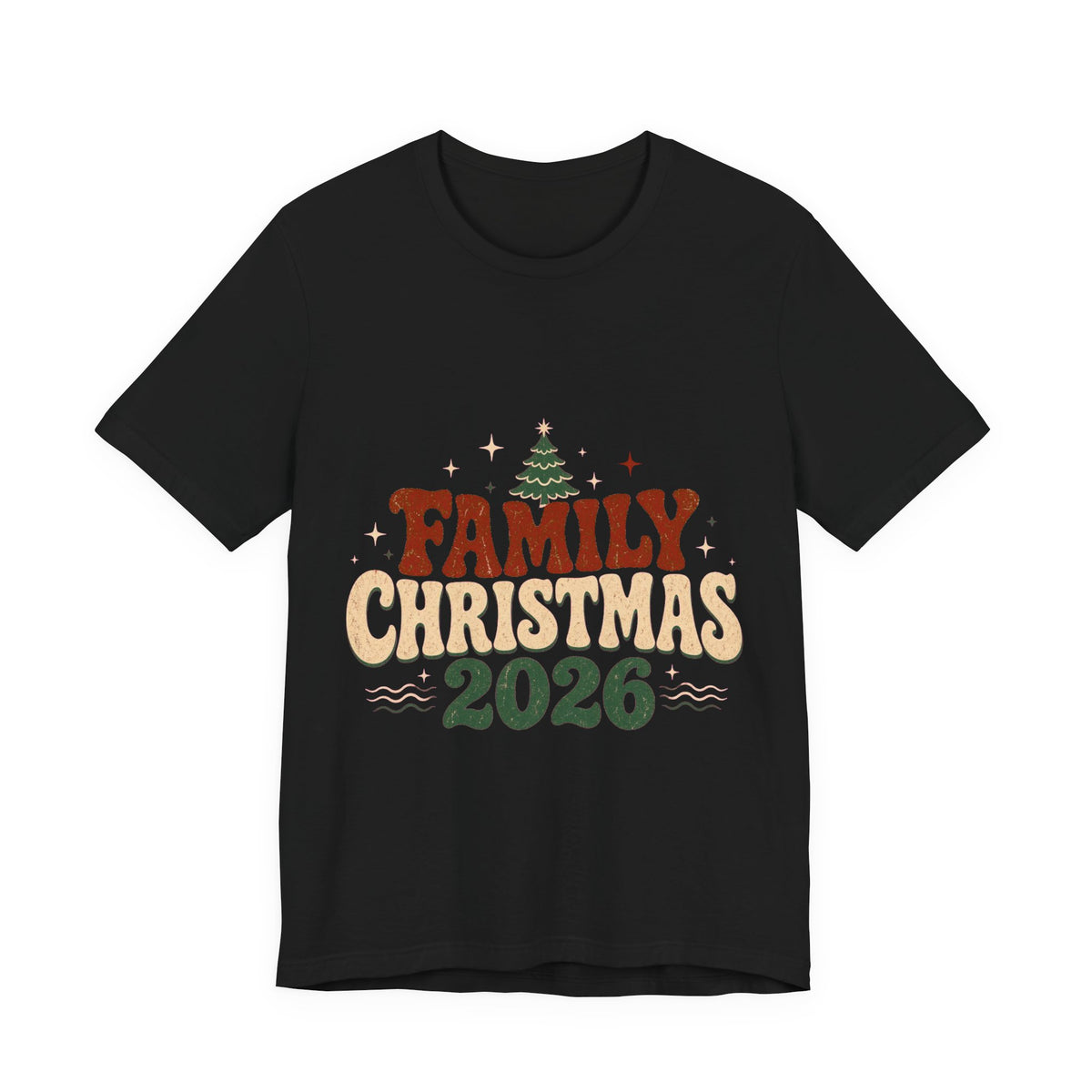 Retro Family Christmas 2026 Premium Jersey Tee in Black